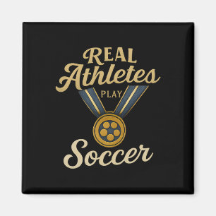 Vintage Script Echte atleten spelen voetbal gouden Magneet