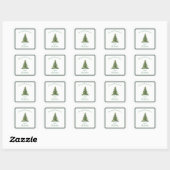 Vintage Script Groen Goud Kerstboom Adres Vierkante Sticker (Vel)