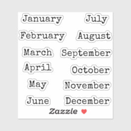 Vintage Script Lettertype Minimaal Maand Planner K Sticker