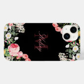 Vintage Script Monogram Bloem Case-Mate iPhone Case (Achterkant (horizontaal))