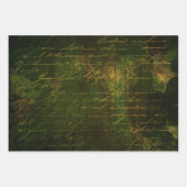 Vintage Script Mosgroen Gouden Grunge Inpakpapier Vel (Voorkant)