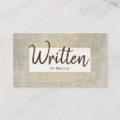 Vintage Script Schrijver Auteur Visitekaartje (Voorkant)
