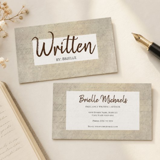 Vintage Script Schrijver Auteur Visitekaartje