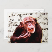 vintage scripts funny Chimpanzee Briefkaart (Voorkant / Achterkant)