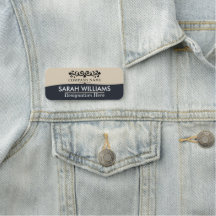 Vintage Scrollwerk Bruine Blauwe Naamlabel