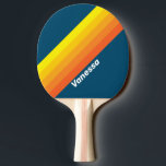 Vintage Sea Sun Strepen met Naam Tafeltennisbatje<br><div class="desc">Geef elke wedstrijd energie en charme met de Vintage Sea Sun Stripes met Naam Ping Pong Paddle, waar vloeiende strepen en warme tinten een gevoel van beweging en ritme creëren. De gepersonaliseerde naam voegt een onderscheidende touch toe, waardoor elke rally uniek expressief en persoonlijk aanvoelt. Perfect voor spirituele competities of...</div>