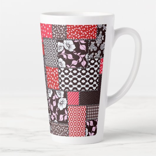 Vintage Seamless Patchwork Pattern Latte Mok (Rechts)