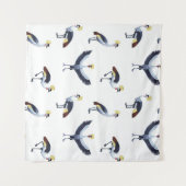 Vintage seamless pattern with crowned crane birds. wandkleed (Voorkant (horizontaal))