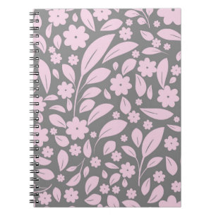 Vintage seamless pattern with pink flowers and lea notitieboek