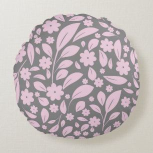 Vintage seamless pattern with pink flowers and lea rond kussen