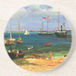 Vintage Seascape, Nassau Harbor door Bierstadt Zandsteen Onderzetter