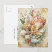 Vintage Seashells Starfish Ocean Beach Coastal  Briefkaart (Voorkant / Achterkant)