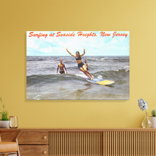Vintage Seaside Heights New Jersey Surf Art Canvas Afdruk