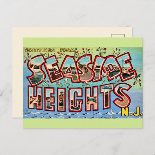 Vintage Seaside Heights NJ  Briefkaart (Voorkant / Achterkant)
