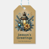 Vintage Seasons Greetings Christmas Lantern Custom Cadeaulabel (Voorkant)