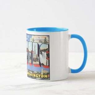 Vintage Seattle Briefkaart Mokken en steins
