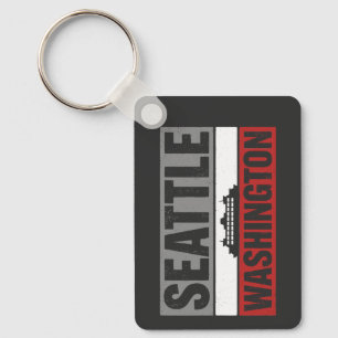 Vintage Seattle Washington Veer Retro Reizen Sleutelhanger