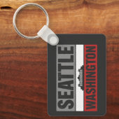 Vintage Seattle Washington Veer Retro Reizen Sleutelhanger (Voorkant)