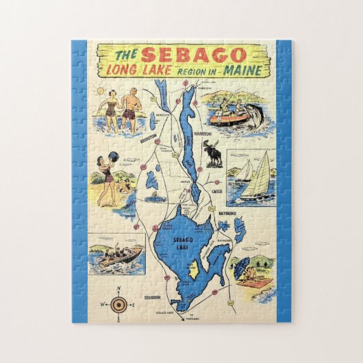 Vintage Sebago Lake Maine Legpuzzel (Verticaal)