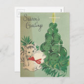 Vintage Seizoenskinderen Kittens Feestdagenkaart (Voorkant / Achterkant)