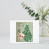 Vintage Seizoenskinderen Kittens Feestdagenkaart (Staand voorkant)