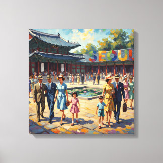 Vintage Seoul Palace Courtyard Canvas Art Afdruk