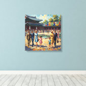 Vintage Seoul Paleis Binnenplaats Canvas Kunst (Insitu (Houten vloer))