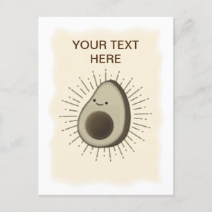 Vintage Sepia Cartoon Avocado Briefkaart