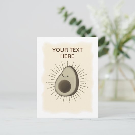 Vintage Sepia Cartoon Avocado Briefkaart (Staand voorkant)