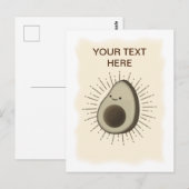 Vintage Sepia Cartoon Avocado Briefkaart (Voorkant / Achterkant)