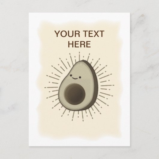 Vintage Sepia Cartoon Avocado Briefkaart (Voorkant)