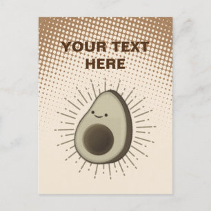 Vintage Sepia Cartoon Avocado Gradient Briefkaart