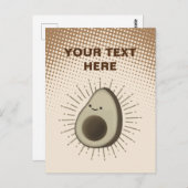 Vintage Sepia Cartoon Avocado Gradient Briefkaart (Voorkant / Achterkant)