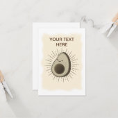 Vintage Sepia Cartoon Avocado Kaart (Voorkant / Achterkant in situ)