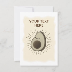 Vintage Sepia Cartoon Avocado Kaart