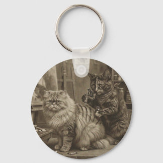 Vintage Sepia Cat Tattoo Artist – Funny Victorian Sleutelhanger