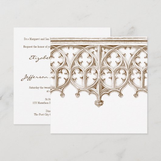 Vintage Sepia Cathedral bruiloft Kaart (Voorkant / Achterkant)