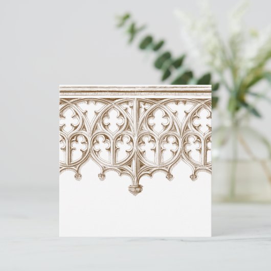 Vintage Sepia Cathedral bruiloft Kaart (Staand voorkant)