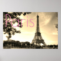 Vintage Sepia Eiffel Tower Paris Love City