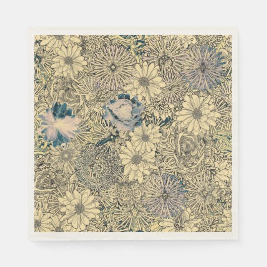 Vintage Sepia Floral Servet (Voorkant)