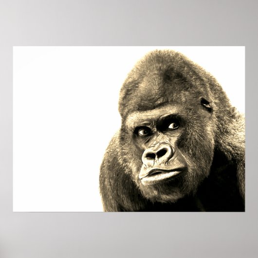 Vintage Sepia Gorilla Poster (Voorkant)