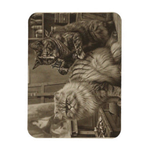 Vintage Sepia Kattattoo-artiest – Grappige Victori Magneet