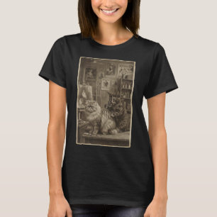 Vintage Sepia Kattattoo-artiest – Grappige Victori T-shirt