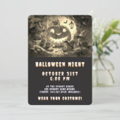 Vintage Sepia Kawaii Witch Halloween Party Kaart (Staand voorkant)