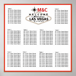 Vintage Sepia Las Vegas Wedding Seating Chart Poster
