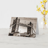 Vintage Sepia Londen Tower Bridge Kaart (Gele Bloem)