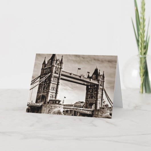 Vintage Sepia Londen Tower Bridge Kaart (Voorkant)