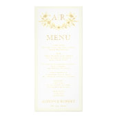 Vintage sepia monogram ivory wedding menu card (Voorkant)