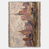 Vintage Sepia NYC Silhouette Kunst Throw Deken (Voorkant Verticaal)