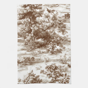 Vintage Sepia Oogst Platteland Toile Patroon Theedoek